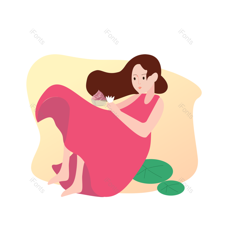 夏至图片,夏天元素,女人PNG,裙子免抠素材